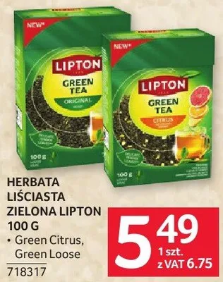Herbata liściasta zielona Lipton 100 g promocja w Selgros