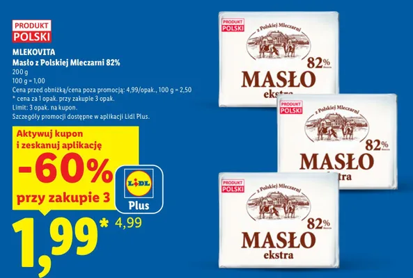 Masło z Polskiej Mleczarni 82% Mlekovita promocja w Lidl