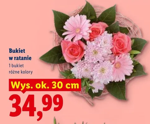 Bukiet w ratanie wys. ok. 30cm promocja w Lidl