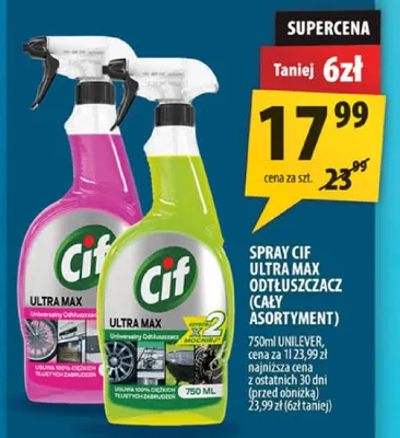 Spray Cif Ultra Max odtłuszczacz promocja w Arhelan