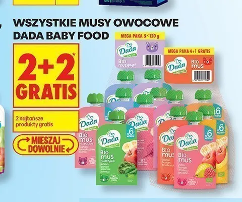 Mus owocowy Dada Bio mus warzywa jabłko banan szpinak jarmuż promocja w Biedronka