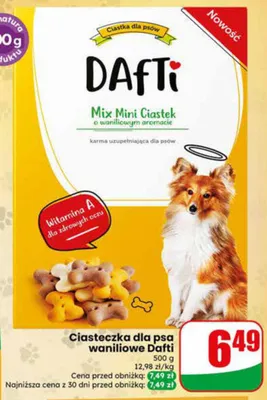 Ciasteczka dla psa waniliowe Dafti promocja w Dino
