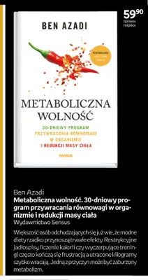 Książka Ben Azadi Metaboliczna wolność. 30-dniowy program przywracania równowagi w organizmie i redukcji masy ciała Wydawnictwo Sensus promocja w Empik