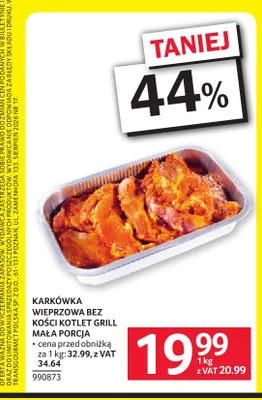 Karkówka wieprzowa bez kości kotlet grill mała porcja promocja w Selgros