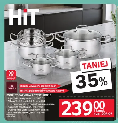 Komplet garnków 9 części Simple Gerlach promocja w Selgros