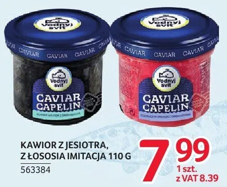 Kawior z jesiotra, z łososia imitacja 110 g promocja w Selgros