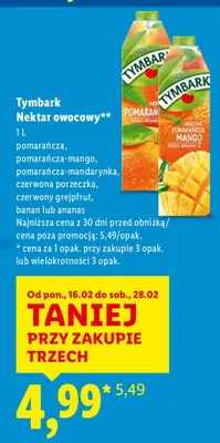 Nektar owocowy pomarańcza promocja w Lidl