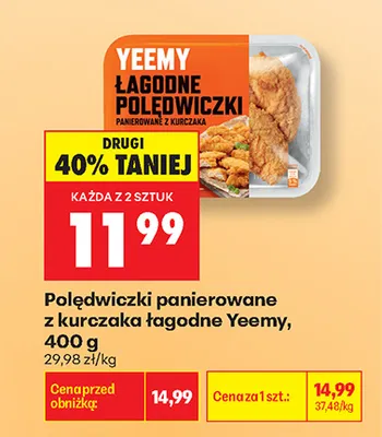 Polędwiczki panierowane z kurczaka łagodne Yeemy promocja w Biedronka