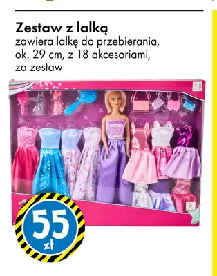 Zestaw z lalką do przebierania ok. 29 cm z 18 akcesoriami promocja w Tedi