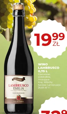 Wino czerwone, półsłodkie, musujące Lambrusco Emilia promocja w Duży Ben