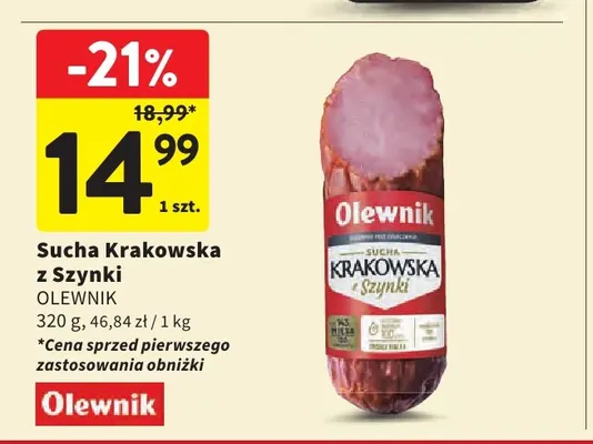 Sucha krakowska z szynki Olewnik promocja w Intermarche