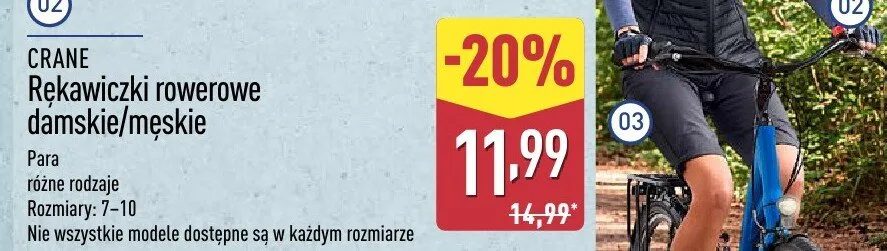 Rękawiczki rowerowe damskie/męskie promocja w Aldi
