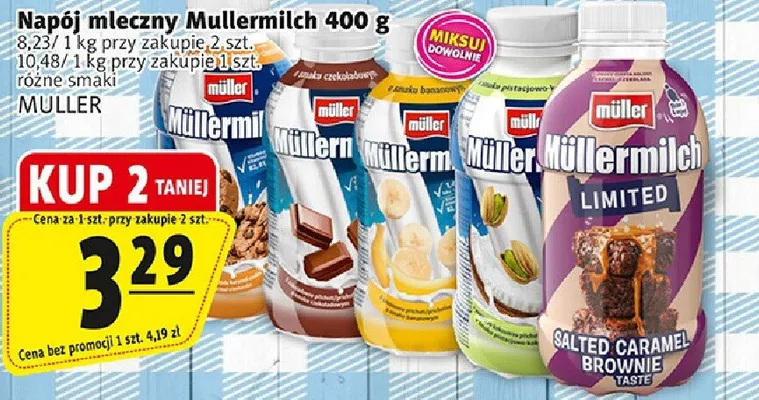 Napój mleczny Mullermilch różne smaki promocja w Prim Market