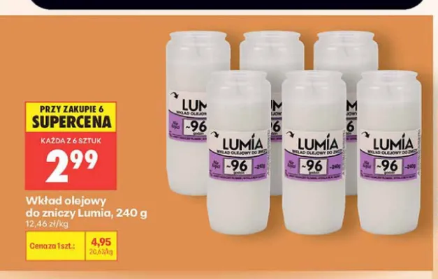 Wkład olejowy do zniczy Lumia 240 g promocja w Biedronka