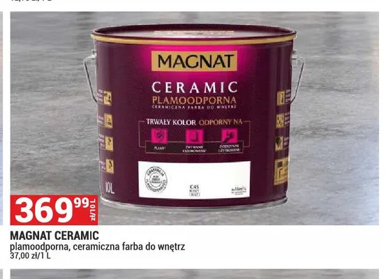 Farba ceramiczna do wnętrz Magnat Ceramic plamoodporna promocja w Merkury Market