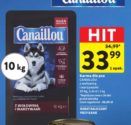 Karma dla psa Canaillou z wołowiną i warzywami promocja w Intermarche