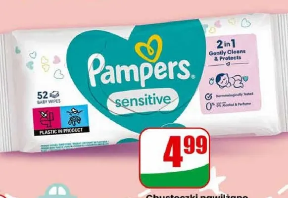 Chusteczki nawilżane Sensitive promocja w Dino
