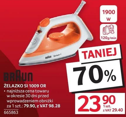 Żelazko BRAUN SI 1009 OR promocja w Selgros