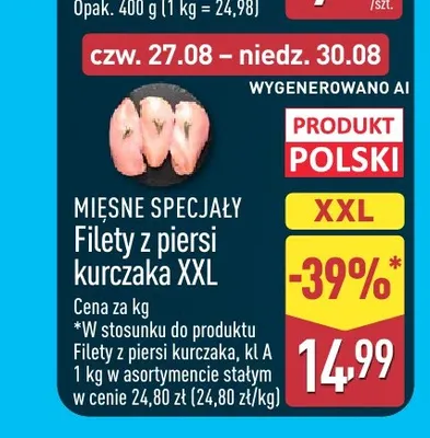 Filety z piersi kurczaka XXL Mięsne Specjały promocja w Aldi