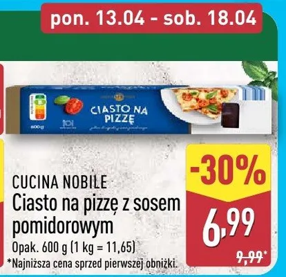 Ciasto na pizzę z sosem pomidorowym promocja w Aldi