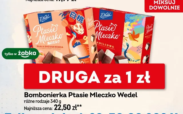 Bombonierka Ptasie Mleczko biała brzoskwinia E.Wedel promocja w Żabka