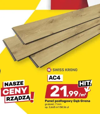 Panel podłogowy SWISS KRONO Dąb Grena AC4 promocja w Bricomarche