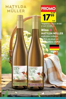 Wino białe Matylda Müller Riesling promocja w Intermarche