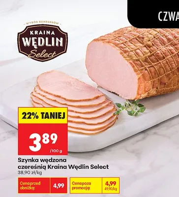 Szynka wędzona czereśnią Kraina Wędlin Select promocja w Biedronka