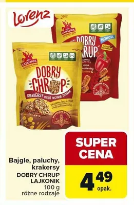 Bajgle, paluchy, krakersy Dobry Chrup Lajkonik promocja w Carrefour Market