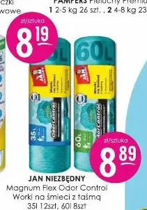 Worki na śmieci z taśmą Magnum Flex Odor Control 35 l Jan Niezbędny promocja w Drogerie Jasmin