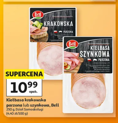 Kiełbasa szynkowa parzona Bell promocja w Auchan