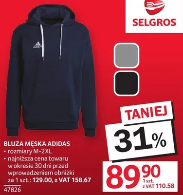 Bluza męska Adidas rozmiary M-2XL promocja w Selgros