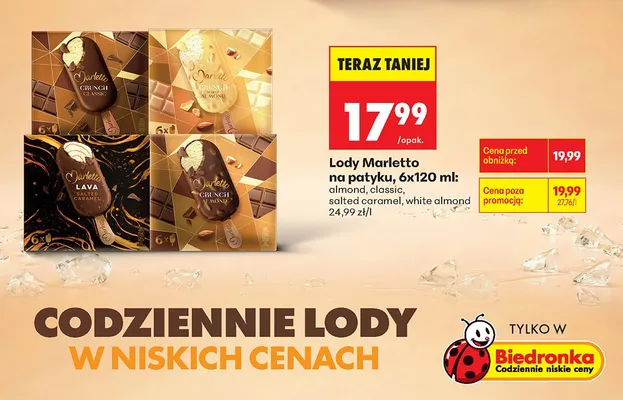 Lody na patyku 6x120ml white almond promocja w Biedronka