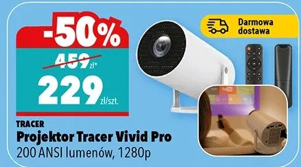 Projektor Tracer Vivid Pro 200 ANSI lumenów, 1280p promocja w Biedronka