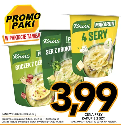 Danie w kubku Knorr makaron 4 sery promocja w Kupiec