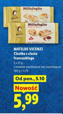 Ciastka z ciasta francuskiego z kremem orzechowym Matilde Vicenzi promocja w Lidl