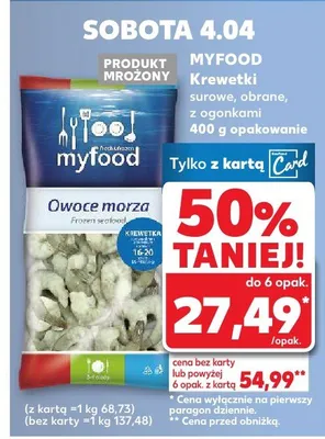 Krewetki surowe, obrane, z ogonem promocja w Kaufland