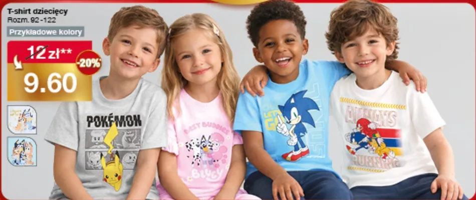 T-shirt dziecięcy różne wzory promocja w Woolworth