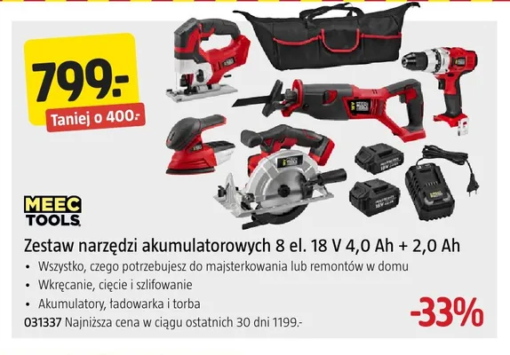 Zestaw narzędzi akumulatorowych Meec Tools promocja w Jula