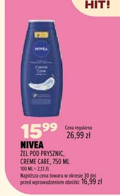 Żel pod prysznic Nivea Creme Care promocja w Drogerie Natura