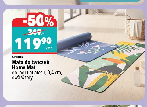Mata do ćwiczeń Home Mat do jogi i pilatesu 0,4 cm Spokey promocja w Biedronka Home