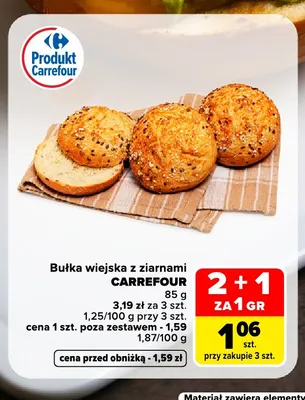Bułka wiejska z ziarnami Carrefour promocja w Carrefour Market