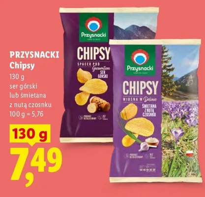 Chipsy Przysnacki śmietana z nutą czosnku promocja w Lidl