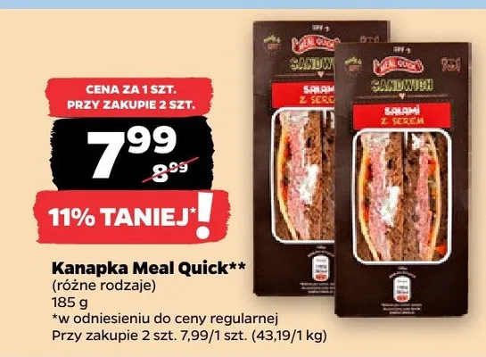 Kanapka 185 g, różne rodzaje promocja w Netto