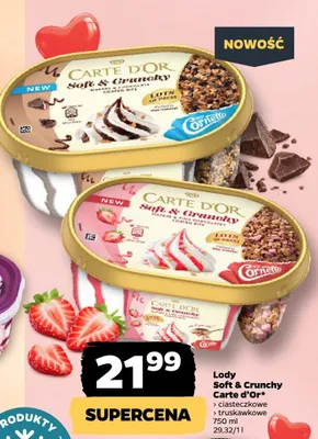 Lody Soft & Crunchy Carte d'Or truskawkowe promocja w Netto