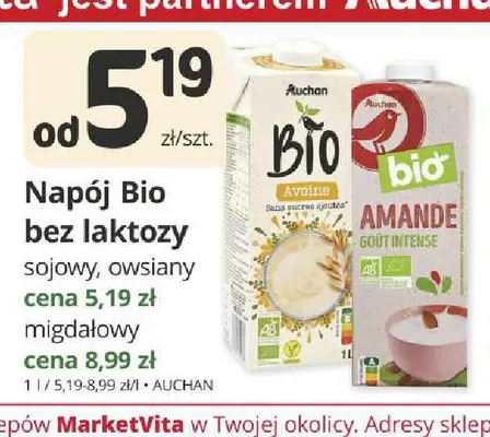 Napój Bio bez laktozy migdałowy Auchan promocja w Marketvita