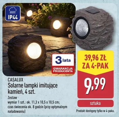 Solarne lampki imitujące kamień CASALUX 4-pak IP44 11,3x10,5x10,5 cm promocja w Aldi
