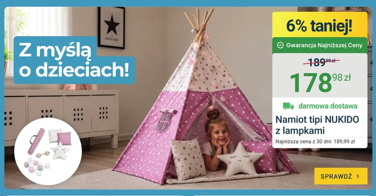 Namiot tipi NUKIDO z lampkami promocja w ERLI