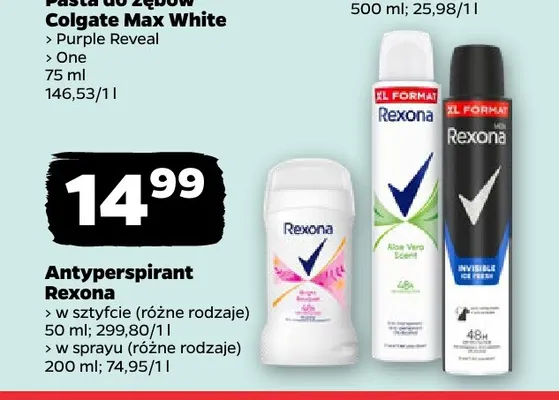 Antyperspirant Rexona w sztyfcie promocja w Netto
