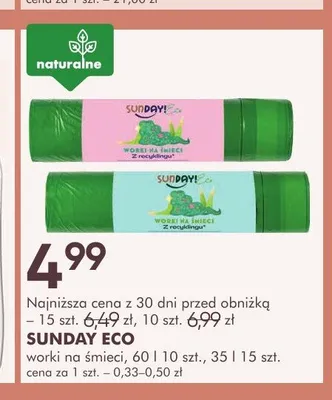 Worki na śmieci Sunday Eco 35 l promocja w Super-Pharm